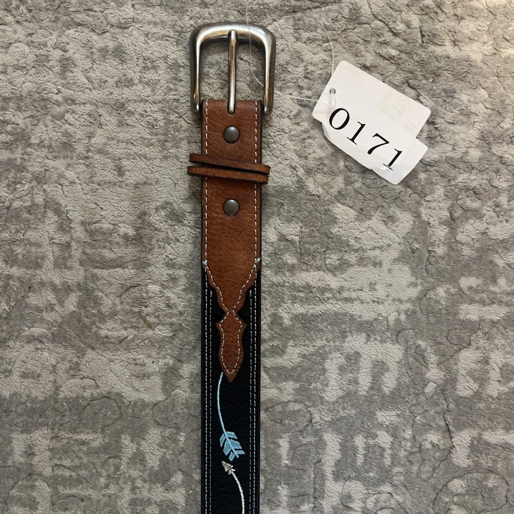 Western Leather Belt  Silver & Turquoise Design Girls X‎ L 32